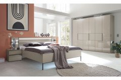 Avignon von LEONARDO living - Bett 180x200 cm kieselgrau mit Glasakzent