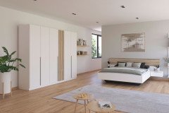 Lamella von Rauch Blue - Schlafzimmer weiß mit Lamellen Artisan Eiche