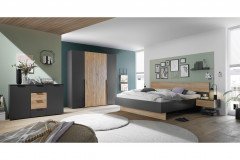 Aska von POL Power - Schlafzimmer-Set graphit - Mauvella Eiche