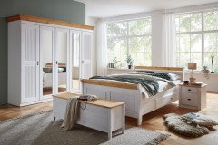 Eva-sleeping von Jumek - Bett-Truhe Kiefer weiß-laugenfarbig